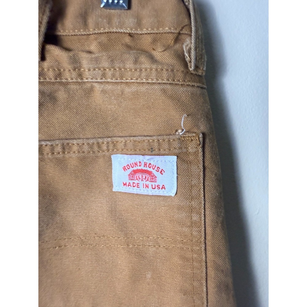 Vintage Round House Pants Mens 34x30 Double Front Canvas Carpenter Made In USA - Picture 5 of 7